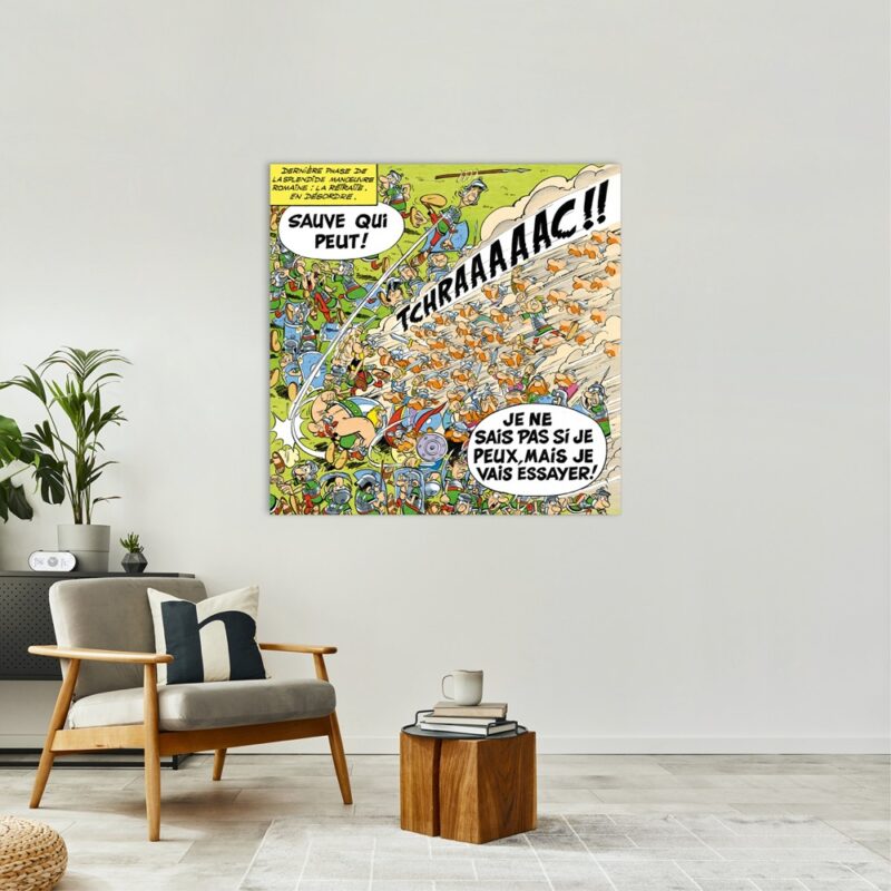 Astérix Art Strips – Sauve qui peut – Dibond sur plexiglas –  120x120 Astérix Art Strips – Sauve qui peut – Dibond sur plexiglas –  120x120