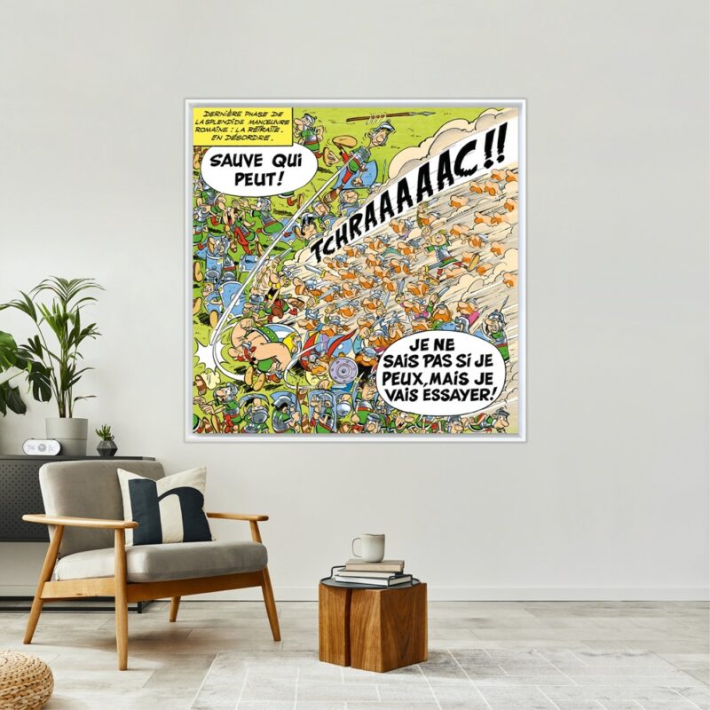 Astérix Art Strips – Sauve qui peut – Papier Fine Art en caisse américaine blanche –  140x140cm Astérix Art Strips – Sauve qui peut – Papier Fine Art en caisse américaine blanche – 140x140cm