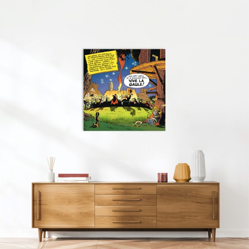 Astérix Art Strips – Le banquet – Dibond sur plexiglas –  100x100 Astérix Art Strips – Le banquet – Dibond sur plexiglas –  100x100